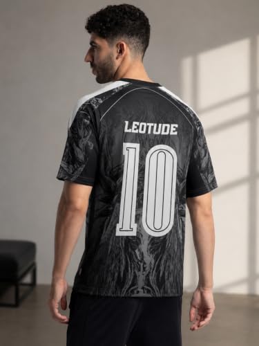 Image of LEOTUDE Men's Fire Flame and Skull Graphic Printed Oversized Polyester
