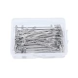 JIHUOO 100 Stück 54 mm Metall Perücke T Pins Lange Bastelnadeln Großer Kopf Nähnadeln Stricknadeln Quilten Nadeln Haarverlängerung Pins Haar Styling Pins
