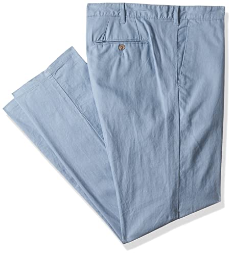 Image of Marks & Spencer Linen Mix Plain Regular Fit Trousers T175360ILIGHT Blue (40)