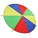 Multicolored Kids Parachute Game 190cm Diameter, 8 Handles, Reinforced Polyester Cloth, Foldable Kids Parachute Game Machine Washable with Promote Cooperation for Teamwork Skills