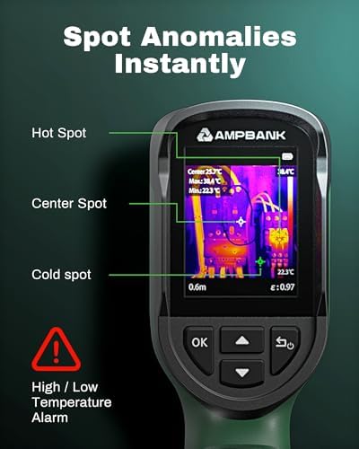 Bild 4 - Wärmebildkamera 240x240 TISR IR-Auflösung, 24-Stunden Akkulaufzeit Handheld Wärmebildkameras, 25Hz Bildwiederholrate, -20℃ bis 450℃, H128 Kompakte Thermal Camera mit Temperaturalarm, IP65