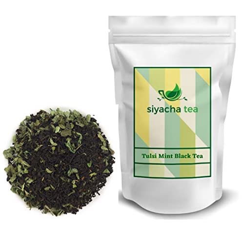 Image of Siyacha Tea Tulsi Mint Black Tea, Assam Black Tea Holy Basil Mint Blend, 500 Grams, Premium Milk Beverage, Healthy Chai Patti, 100% Herbal Loose Leaves Fresh, Makes 250 Cups (approx)