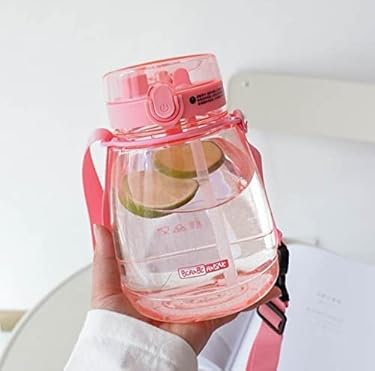 AMAZON - MOIOIBE Cute Water Bottles with Straw 45oz Pink Bottle Aesthetic Water Bottle for Women Water Bottles with Two Ways to Drink Water Suitable for Travel/Long Distance