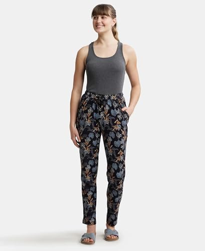 Image of Jockey RX09 Women Micro Modal Cotton Relaxed Fit Printed Pyjama with Side Pockets (Colors & Prints May Vary)