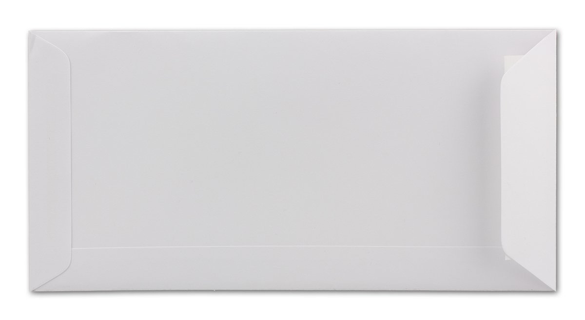 Briefumschläge DIN Lang - 300 Stück - Weiß mit seitlicher Verschlusslasche - Haftklebung - 220 x 110 mm - 100 g/m² - moderne Umschläge für Einladungen, Promotions, Giveaways
