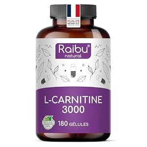 L-Carnitine 3000 I 180 Haute Dose Extra Fort Gélules I 3000mg par dose journalière I Tartrate de L Carnitine pure I Naturelle, Testé en laboratoire & Végan