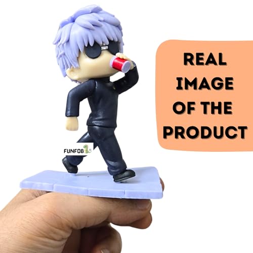 Image of FUNFOB Jujutsu Kaisen Gojo Action Figure Height-11cm Collectible for Anime Fans Gojo Figurine PVC Multicolour | Go-jo Drinking Mini