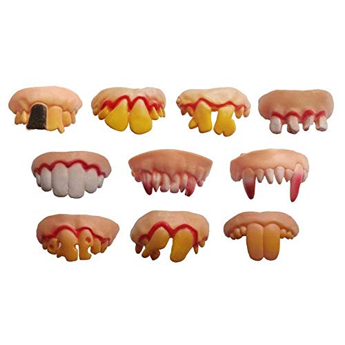Lynkaye 10 Pcs Ugly Fake Halloween Vampire Fangs Teeth Halloween Decoration Theme Costume Party Favors Vampire Denture Teeth