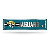 Rico Industries NFL Jacksonville Jaguars Home Décor Metal Street Sign (4" x 15") - Great for Home, Office, Bedroom, & Man Cave - Made,Silver