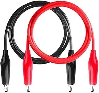 Cleqee 2PCS Double-ended Alligator Clips Test Leads Electrical Insulated Wire Multimeter Crocodile Clamps Voltage Tester Cable (0.5 Meter/Red & Black)