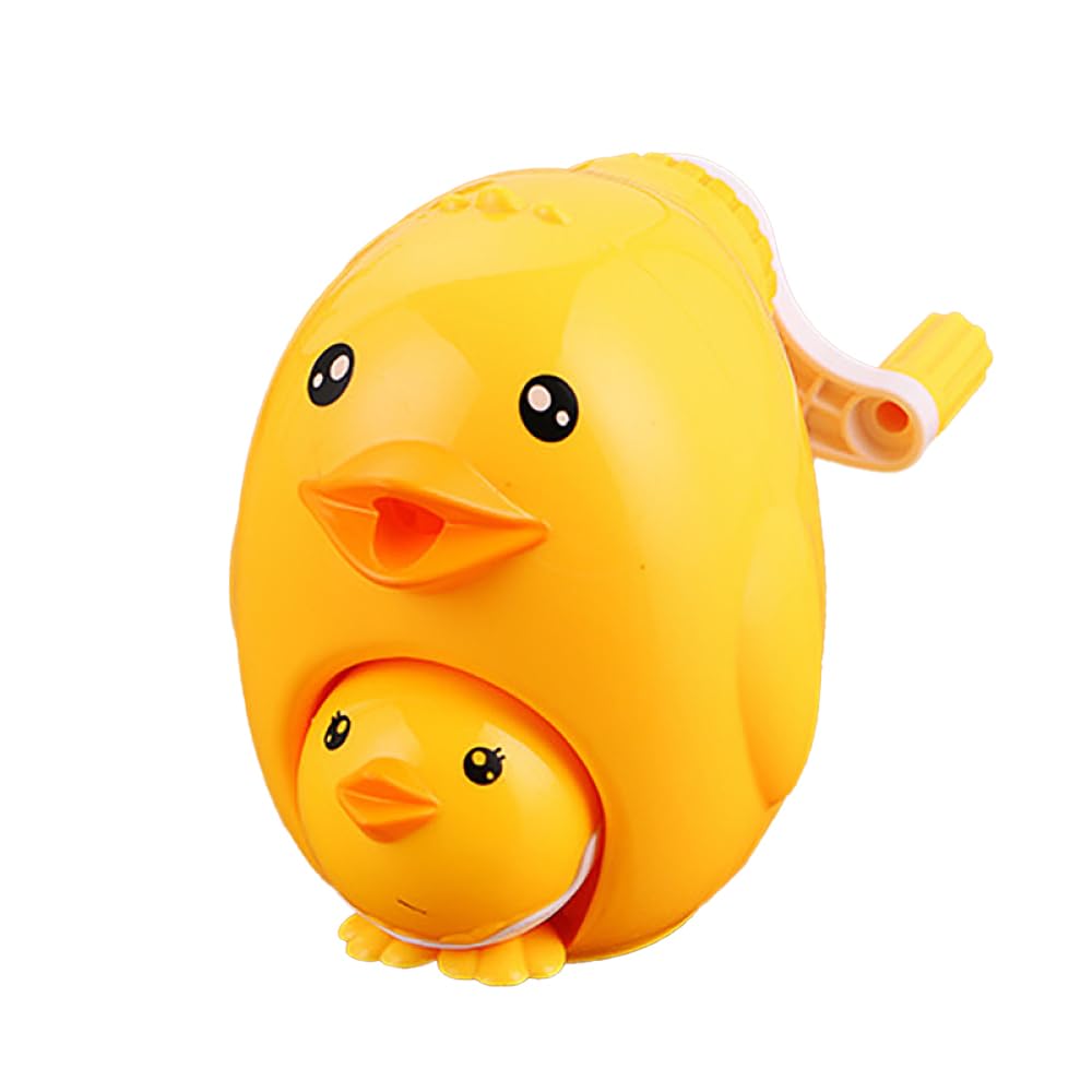 2 in 1 Cartoon Pencil Sharpener - Hand Crank Desktop Sharpener, Cute Mommy Duck & Baby for School Kids - Yellow Hen