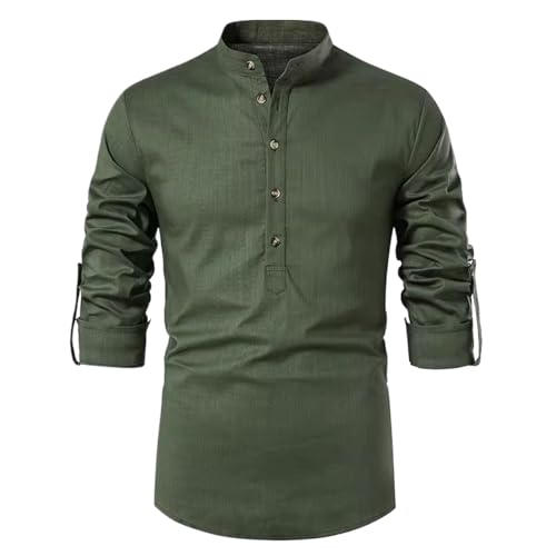 Chemise habillée blanche homme col mandarin en lin premium