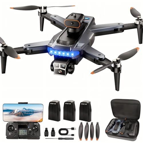 Drones with Camera for Adults 4K,P17 GPS Droen with Brushless Motor,GPS Auto Return,Follow Me/Auto Hover,Obstacle Alert,50 Mins with 3-Battery,Drone with adults Under 249g(Black)(Age14+)