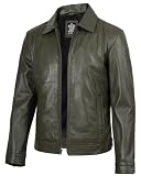 Decrum Green Leather Jacket - Leather Jacket Men | [1124082] Jse Olive Grn, S