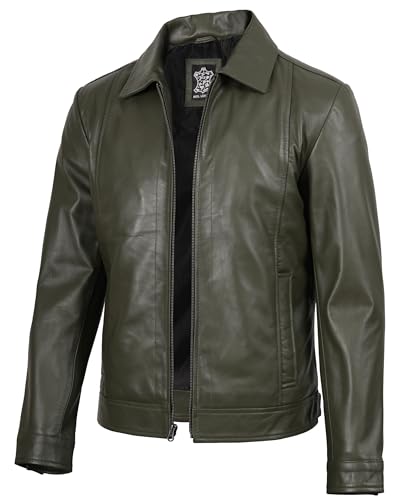 Decrum Green Leather Jacket - Vintage Jacket Men | [1124086] Jse Olive Grn, 2XL