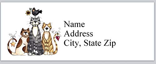 150 Primitive Country Cats & Crow Address Labels