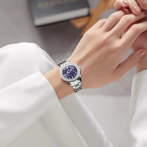 Image of OLEVS Ladies Watch Diamond Dress Analog Female Watches Stainless Steel Two Tone Waterproof Luminous Day Date for Womens Wrist Watch Gift