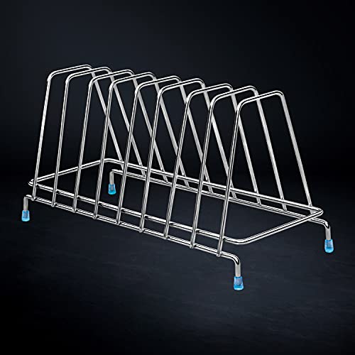 Image of Plantex Stainless Steel Plate Rack /8 Slot Plate Stand for Kitchen Cabinet /6-Inches Dish Rack with Anti-Skid Cap Coated Leg(Pack of 1, Size-6 Inches, Slot-8), 13.5x35.5x17 cm
