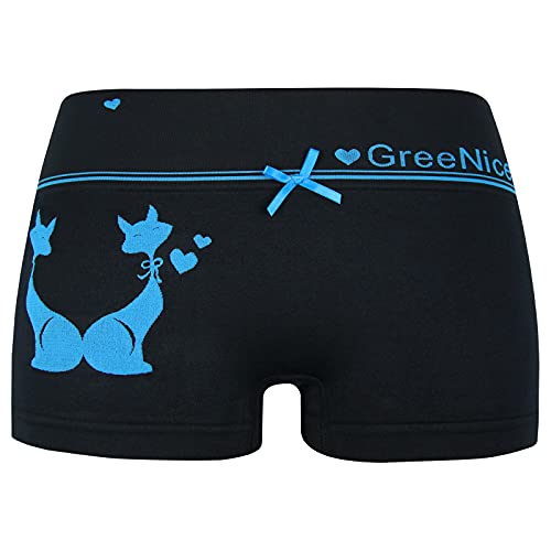 ReKoe 10er Pack Damen Hotpants Microfaser Unterwäsche Katze Panty Hipster Short, Größe:L-XL = 40/42