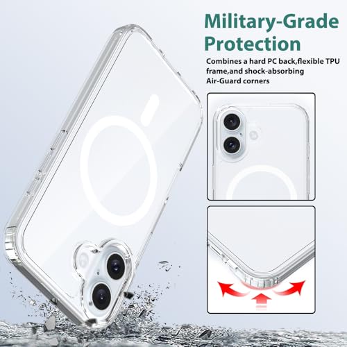 Image of for iPhone 16 Case [Compatible with Magsafe] Translucent Matte Phone Cover, [10 FT Military Grade Drop Protection] Slim Durable Shockproof Protective Bumper (Transparent Magnetic, iPhone 16)