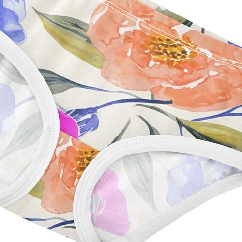 Flowers Leaves Watercolor Blue Girl Panties Cute Toddler Girls Underwear Cotton Stylish Underpants Briefs 2t4