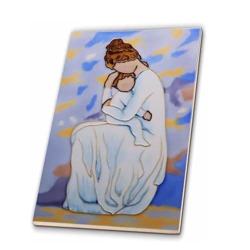 Kunibaka Ceramic Art Decorative Tiles, Handmade 3D Embossed Relief Wall Art, Home Decor Accent for Wall & Tabletop, Unique Gift for Mom Daughter Anniversary Birthday（7.8″x11.8″）