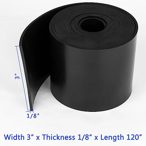 Image of WochiTV Solid Rubber Strips Rolls, 3 inch Wide x 1 /8 inch Thick x 120 inch Long Neoprene Rubber Sheets Perfect for DIY Gasket Material, Sealing, Liner, Shield, Padding, Mat