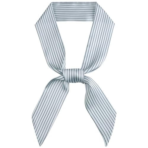 Women Striped Skinny Long Scarves, Simple Satin Silky Neck Scarf Neckerchief Ribbon Hair Band