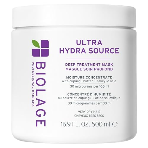 Biolage Ultra Hydra Source Deep Treatment Mask - Intense Hydration For Very Dry Thick Coarse Hair Infused with Micro-dosed with Cupuau Butter & Salicylic Acid Vegan & Paraben-Free 16.9 Fl Oz