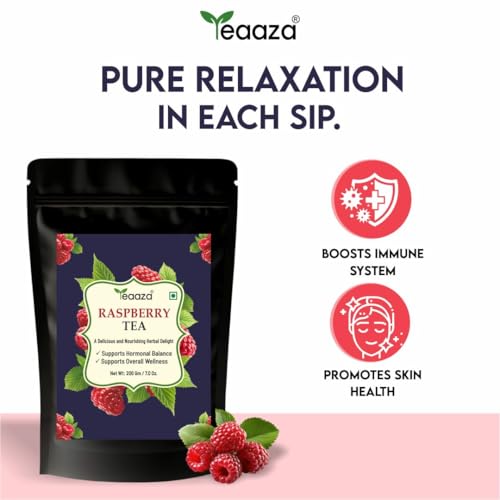 Image of Teaaza Organic Red Raspberry Leaf Tea for PCOS, Pregnancy & Fertility, 200 Grams-200 Cups- Natural Herbal Tea for Hormonal Balance, Reproductive Health, & Women's Wellness | Red Raspberry Leaf Tea For Pregnancy And To Support The Female System | Reusable Ziplock Pouch