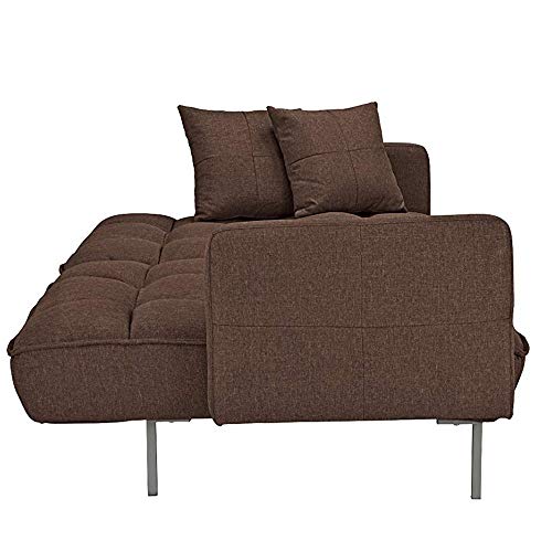 Divano Roma Furniture Modern Plush Tufted Linen Fabric Sleeper Futon, Small, Brown
