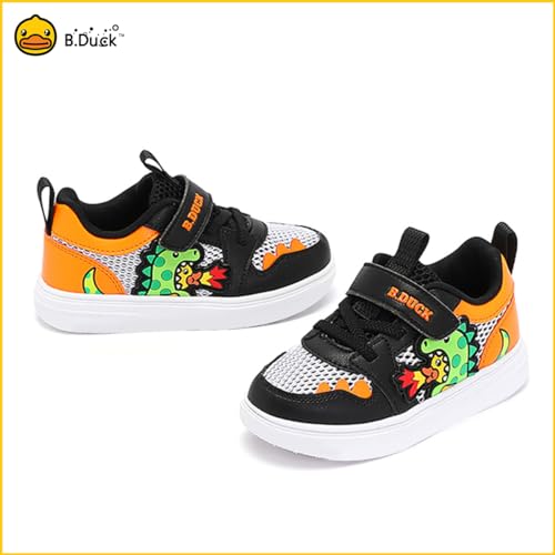 B.Duck Toddler Shoes Cartoon Dinosaur Sneakers Boys Girls Casual Tennis Walking Shoes Lightweight Black3