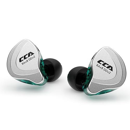 Image of CCA C10 Wired Headphone, 4BA+1DD Hybrid HiFi in Ear Earbuds Monitor, Sports Stereo Noise Cancelling IEM Headphone with Detachable Cable for Singers (with Microphone, Cyan)
