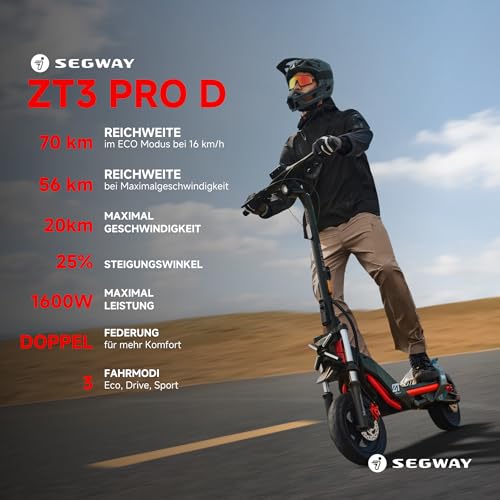 Segway ZT3 Pro D – 70 km Eco, Vollfederung, 25 % Steigung, Find My – Bild 2