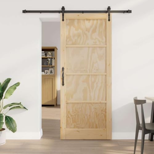 Schiebetür ORKDAL Braun, 86 x 211 cm, Massives Kiefernholz, Leise Gleitfunktion, Robuste Innentür für Wohnzimmer, Küche