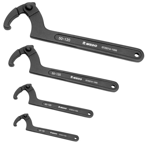 WEDO 4pcs Adjustable C Spanner Hook Wrench Set,Adjustable Hook Wrench,40 Chrome Steel, Die Forged,Strong Torque,High Strength,Wear Resistance,Black-Spray on Surface,DIN1810 Standard