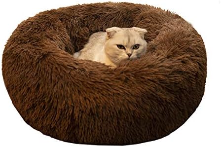 Modern Soft Plush Round Pet Bed for Cats or Small Dogs, Mini Medi...