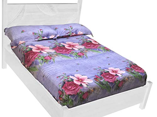 Lyocell 3D Bedding Set - Queen Size 3D Bed Sheet Set King Size with Printed Sheets & Pillow Covers Organic Tencel Cotton Bedsheets Bamboo bedsheet Set (Purple, King)