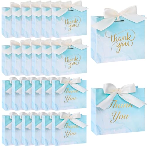 VGOODALL 24PCS Thank You Gift Bags, 4.5x3.9x1.8Inches Mini Party Favor Bags Pink small Candy Boxes with Ribbon Small Gift Boxes for Wedding Bridal Baby Shower Birthday Party
