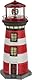 Cepewa LED Solar Leuchtturm | H38cm rot weiß | Gartendeko Leuchtfeuer Turm Leuchtfeuer Solarbeleuchtung (1 x LED Solar Leuchtturm H38cm)