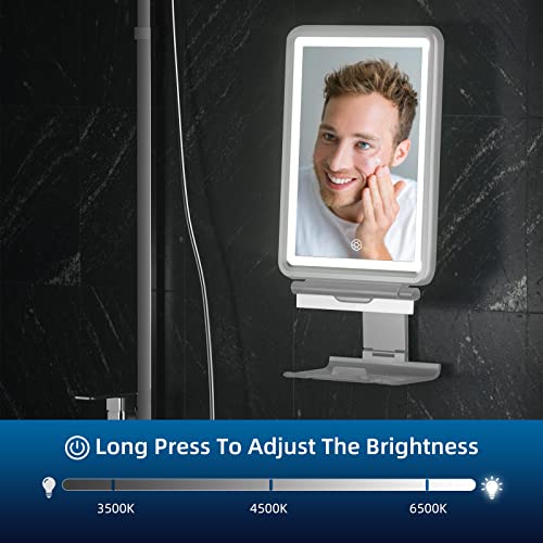 Shower Mirror, 6.2" W X 8" H, Fogless For Shaving With Squeegee To Keep Clean Or Remove Foggy Mess, Two Mounting Solution, Dimmable Lighting (3 Color Setting) Shower Mirror Fogless For Shaving #TOP4