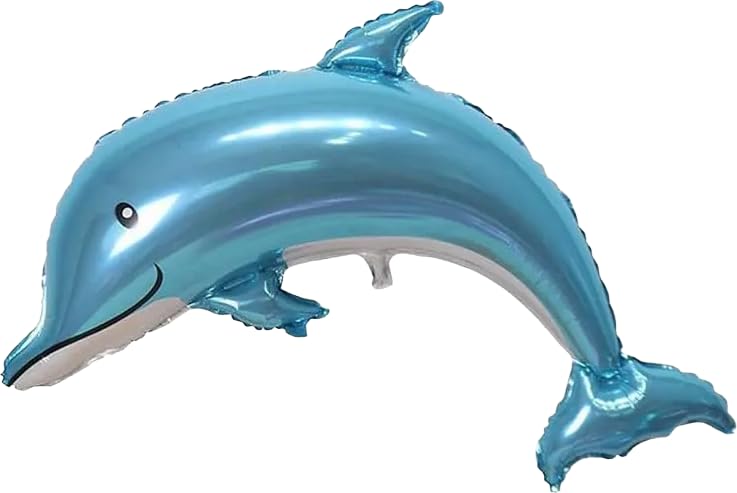 Blue Dolphin Foil Balloon - Ocean Animal Helium Balloon for Under the Sea Party Decorations, Kids Birthday, Mermaid Party & Sea Theme Décor, 1m (2 Pack)