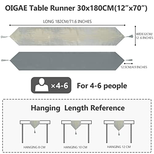 image for Table Runner Grey 30x180cm Luxury Dining Table Runner with Tassel Dura