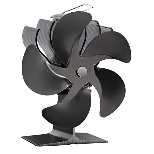 Wood Stove Fan Heat Powered, 5 Blades Non Electric Ecofan, Thermoelectric Fireplace Cocoon fans for Log/Wood/Pellet Buring stoves, Save Fuel&Efficient Heat Transfer