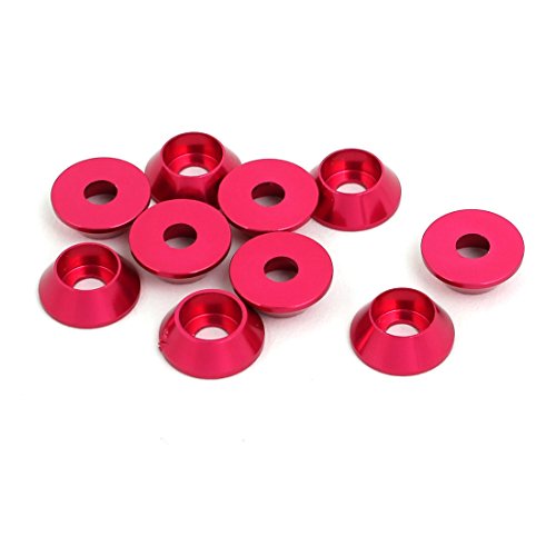 Aexit M3 Aluminium Quality Parts Alloy Cone Shaped Round Cup fende-r Bumper Washer Pink 10pcs Model:97as85qo304