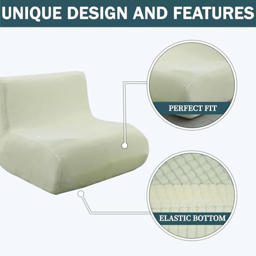 Housse de canapé élastique 1 place crème pour fauteuil de salon