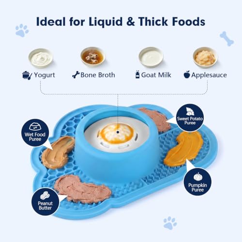 Image of Anti-Slip Slow Feeder Dog Bowl and Lick Mat with Rolling Ball