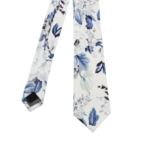 Image of Cotton Floral Ties for Men 2.76 inch Men's Skinny Tie Linen Flower Printed Neck Tie for Wedding Dating Party