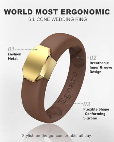 Image of Egnaro Silicone Wedding Bands Women, Inner Arc Ergonomic Breathable Design