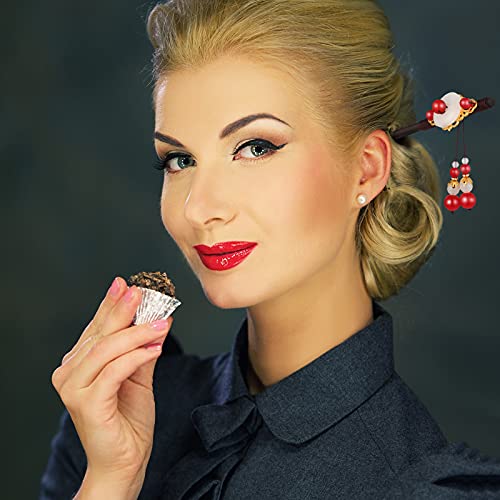 6 Pieces Japanese Chinese Hair Stick Retro Wooden Hairpin Vintage Flower Hair Chopsticks Handmade Wood Red Tassel Hair Pins Classic Hair Accessories For Women Girl Long Hair #TOP5